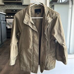 Dark green cargo style jacket with ruffle sleeves (size XS)